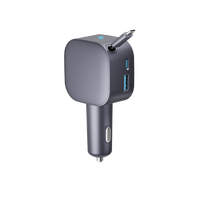 Chargeur de voiture rapide 3 en 1 105W, cordon rétractable automatique Type-C 70cm, chargeur PD QC 20W, indicateur LED pour téléphone 17 16 15