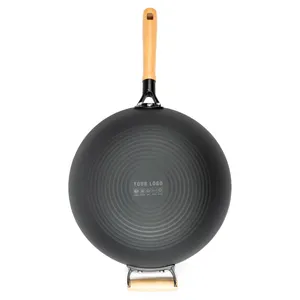 Smartpan tradizionale cinese 13 pollici in acciaio al carbonio Wok con Wok anello Woks e fritture padelle con spugna