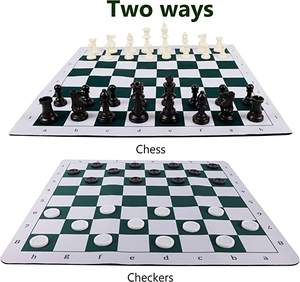 20 "tragbares Schach-und Dame-Set, 2 in 1 Reise-Brettspiele für Kinder und Erwachsene, zusammen klappbare Roll-up-Schachspiel-Sets - Product Image 4