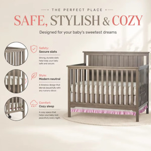 4-in-1 Convertible Modern Wooden Toddler <b>Bed</b> 4-Adjustable Heights Baby Crib Bedroom Living Room School Use Kids' <b>Beds</b> - Product Image 3
