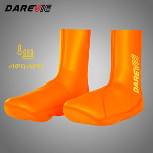 Darevie Couvre-chaussures de <span class=keywords><strong>vélo</strong></span> en néoprène bio-sourcé 3 mm, résistants à l'usure et imperméables, avec logo réfléchissant, pour garder au chaud - Product Image 2