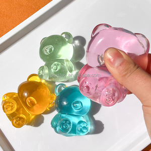 Vente en gros de balles anti-stress personnalisées en forme d'ours en maltose, en matériau TPE, avec logo personnalisé imprimé, unisexe, ours transparent en sucre pour tous - Product Image 4