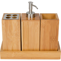 Ensemble de salle de bain en bambou naturel : porte-savon, porte-brosse à dents, plateau de rangement pour la maison, l'hôtel, accessoires, coffret cadeau