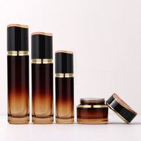 Set botol kaca kosmetik, Set botol Losion hitam-oranye 30g 50g 40ml 100ml 120ml botol pompa Perawatan Kulit Wajah krim mata
