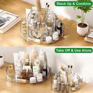 Organizador de Maquillaje Giratorio 360°, Transparente, de Plástico Ecológico, Moderno, Bandeja Giratoria para Joyería y Cosméticos, Modelo 2 - Product Image 4