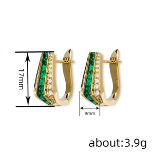 Orecchini a polsino verdi con accenti, stile esotico, per donna, da indossare tutti i giorni, accessori per l'orecchio - Product Image 4