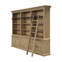 P1808 Bibliothèque en bois massif de chêne, style rustique français, meuble de bureau à domicile, grande étagère de rangement en bois