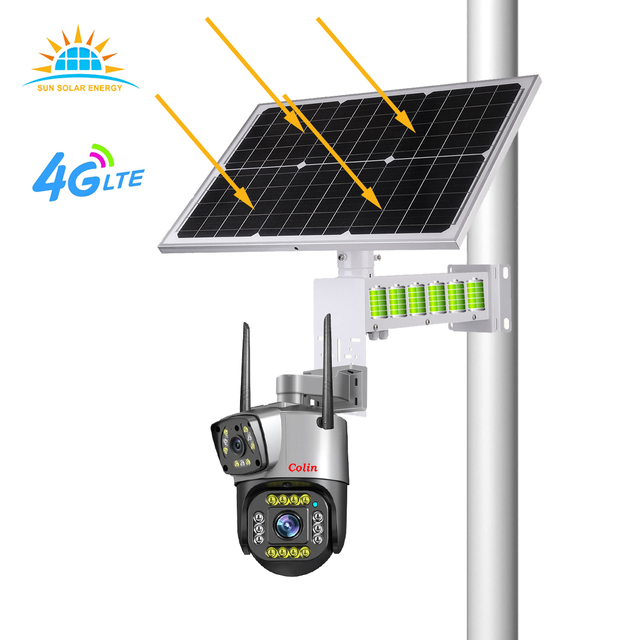 7X24h Recording 40W 20AH DC12V 222WH Solar Ip Camera Security 5mp 4K 4G Wifi Solar Power Ip Camera Out for Construction Site