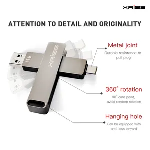 محرك فلاش USB عليه شعار مخصص نوع c محرك فلاش USB معدني دوار 64 جيجابايت 128 جيجابايت 256 جيجابايت للهاتف المحمول محرك فلاش