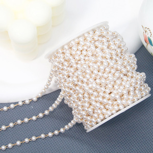 Chaîne en métal Kc avec perles d'imitation 4mm 6mm plaqué or, accessoire de coiffure DIY, chaîne à pampilles pour coiffures, lunettes et pendentifs - Product Image 3