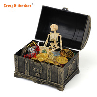 Cadeaux de fête Décoration de pirate Mini coffre au trésor pirate Jouet en plastique Coffre au trésor pour enfants