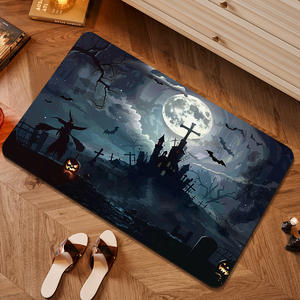 Alfombra de Baño con Diseño de Halloween, Antideslizante, Suave, de Tierra de Diatomeas, Absorbente, de Secado Rápido, Cuadrada, para Uso Doméstico, de Fibra de Poliéster - Product Image 4