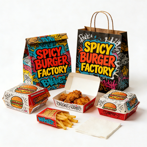 กล่องกระดาษใส่อาหารแบบใช้แล้วทิ้งสำหรับเบอร์เกอร์ ไก่ทอด อาหารจานด่วน กล่องไก่ทอด ดีไซน์แบบ <span class=keywords><strong>KFC</strong></span> กล่องบรรจุภัณฑ์อาหารทอด - Product Image 4