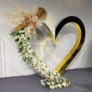 Nuovo Tipo di Arco a Forma di Cuore in Acrilico Dorato per Sfondo Matrimoniale, Supporto per Fiori per Decorazione Palco Nuziale - Product Image 5