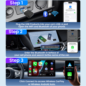 Carlinkit mini siêu cả hai có dây trở thành không dây Carplay Android tự động kênh chỉ đạo bánh xe điều khiển USB Ai hộp xe chơi Bộ chuyển đổi - Product Image 3