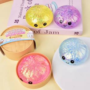 Squishy a forma di raviolo, panino al vapore Baozi con glitter, Scatola a Sorpresa, Palline Antistress Colorate, Giocattolo Sensoriale Antistress da Spremere - Product Image 6