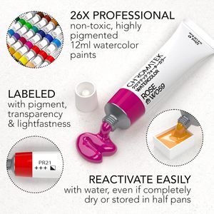 Juego de pintura de acuarela de 62 piezas Kit <span class=keywords><strong>con</strong></span> Video Tutorial <span class=keywords><strong>curso</strong></span> adultos niños principiantes artistas profesionales papel - Product Image 5