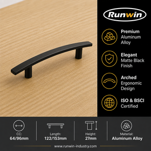 Modern Curved Slim Brushed Nickel Aluminum Alloy 64 96mm Kitchen Cabinet Pull for Bedroom Wardrobe Bathroom <strong>Drawer</strong> Furniture Use - Product Image 6