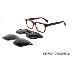 2024 New Style Acetate Magnetic Polarized Sunglasses Wholesale Eyeglasses Frames Clip On Glasses