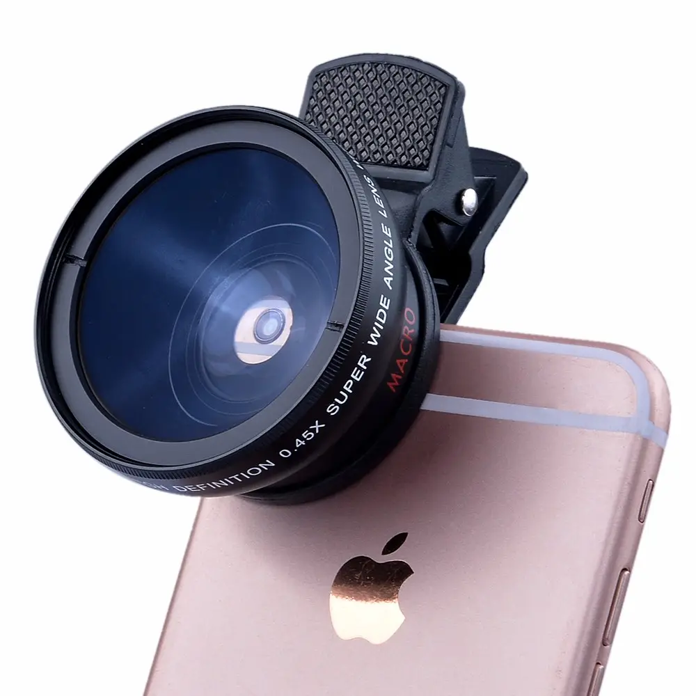 Universal 2 In 1 Clip On Cell Phone Lenses Kit 0.45X Super Wide Angle Lens + 12.5X Macro Mobile Lens For IPhone For Android