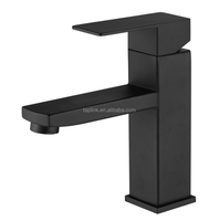 Robinet de salle de bain thermostatique Taplink économique en acier inoxydable noir mat brossé, à monobloc, mitigeur chaud/froid