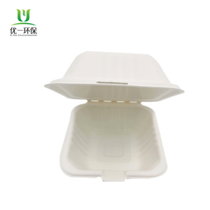 Có thể phân hủy dùng một lần mía Hộp Ăn Trưa 9x6 inch Takeaway bã mía container thực phẩm bã mía vỏ sò - Product Image 4