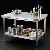 Meja Fabrikasi Baja untuk Dapur Komersial Hotel dan Restoran, Meja Stainless Steel Dapur