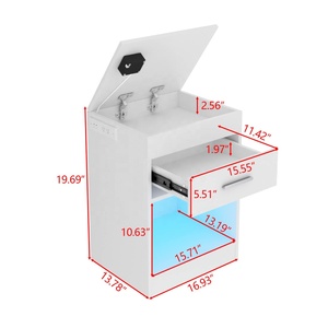 Modern Smart <strong>Bedside</strong> <strong>Table</strong> with Electronic Lock, <strong>LED</strong> Nightstand with Charging Station, Sofa Side <strong>Table</strong> with Hidden Compartment - Product Image 6