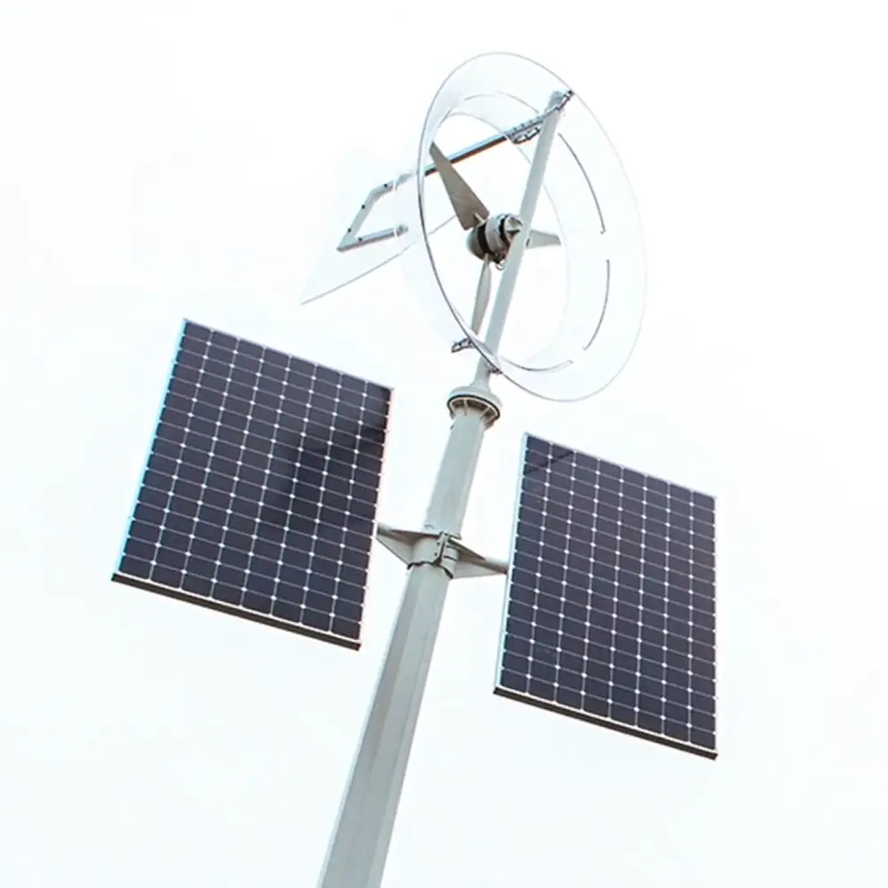 Galvanized Steel Street Light Poles Wind generator Solar Panel LED System with LifePo4 batteries