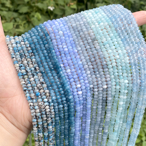 Perle AsVrai U 3x4mm Naturali Sfaccettate a Rondella di <span class=keywords><strong>Acquamarina</strong></span>, Turchese e Giada per Creazione di Gioielli, Braccialetti e Collane Fai da Te - Product Image 2