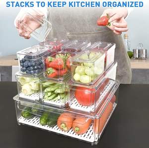 10 Pack Fridge Organizer <b>Stackable</b> Refrigerator Organizer Bins with Lids BPA-Free Produce Fruit <b>Storage</b> <b>Containers</b> - Product Image 2