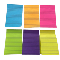 Notes autocollantes doublées Post 6 couleurs vives Grand poste ligné Sticky Colorful Super Sticking Power Memo Pads