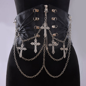 Chaîne de taille multicouche avec pendentif croix en argent tibétain pour femme, chaîne de corps tendance, accessoire de style hip-hop pour usage quotidien - Product Image 5