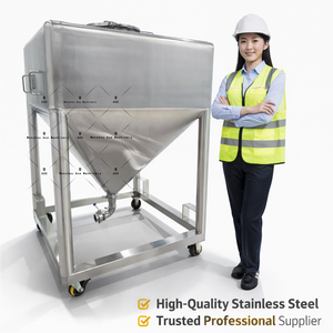Bac de stockage de poudre de 1500 L en acier inoxydable, bac de manutention de poudre, réservoir IBC - Product Image 2