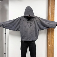 Sweat à capuche personnalisé effet usé 100% Coton Écologique Respirant Impression sérigraphique au plastisol Bords effilochés bruts Manches raglan