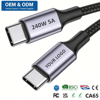Cable de Carga Rápida Tipo C PD 3.1 240W 5A, Cable USB C Personalizado de Fábrica, 1m 2m 3m, Trenzado de Nailon, Cargador de 240 Vatios, Cable USBC a USBC