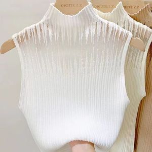 2024 Best Seller Wholesale Price Plain Turtleneck <strong>Neck</strong> <strong>White</strong> Sleeveless Sexy Women Crop <strong>Tank</strong> Top