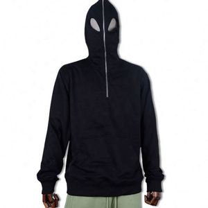 Sweat à capuche unisexe surdimensionné à fermeture éclair pour homme, en coton épais 100 %, avec cagoule intégrée, demi-zip - Product Image 1