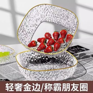 ชามผลไม้ทรงเรขาคณิตสวยงาม สีขาวกลาเซียร์ ถาดพลาสติกตกแต่งสำหรับโต๊ะกาแฟในห้องนั่งเล่น ขนาดมาตรฐาน แพ็ค 2 ชิ้น - Product Image 5