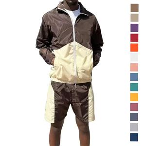 Conjunto Deportivo Personalizado para Hombre, Chaqueta Cortavientos y Pantalones Cortos Deportivos de Nailon y Poliéster, Traje de Dos Piezas - Product Image 1