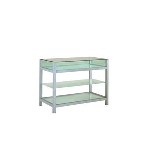 Étagère de présentation moderne avec étagères en verre trempé, largeur 120 cm, hauteur 90 cm, pour usage en magasin ou à domicile - Product Image 1
