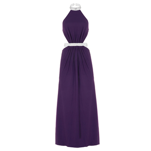 Robe longue décontractée pour femme, col montant, découpes, tricotée, dos nu, sans manches, couleur unie, pour les vacances - Product Image 6