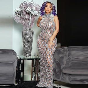 SD001 Gorgeous <strong>Silver</strong> Mermaid <strong>Dress</strong> Bodycon Halter Sleeveless Ballroom Evening Festival Clothing Prom Special Occasion Show - Product Image 5