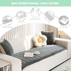 Funda de Sofá de Terciopelo Grueso con Diseño Floral Jacquard de Camelias Personalizable para Sofá Seccional, Decoración de Sala de Estar - Product Image 2