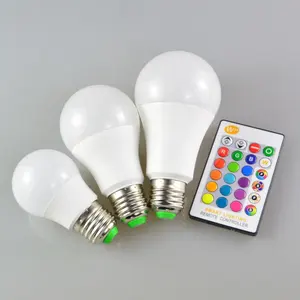 Bohlam Led Cerdas Rgb Warna-warni, Bohlam Led Cerdas Multi Warna, Remote Control Warna-warni, 3W/5 W/10W/15 W