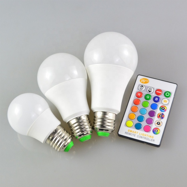 Home Used Remote Control RGB Smart LED Bulbs 3W/5W/10W/15W Multi Color Changing AC Powered E27/B22 Base Types