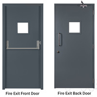 Porte coulissante électrique anti-effraction en acier ignifuge à usage hospitalier avec écran en fibre de verre imperméable et mécanisme d'ouverture manuel.