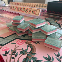 Tuiles de Mahjong Américain de Luxe à 3 Couches en Acrylique, Motif Floral Art Déco Personnalisé, Fabricant de Tuiles de Mahjong US