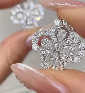 Bijoux fins sur mesure, boucles d'oreilles en or massif 9k 10k 14k 18k PT or rose, jaune, blanc, diamant de laboratoire/pierre précieuse, fabrication en usine - Product Image 2