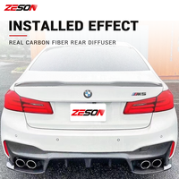 Diffuseur de pare-chocs arrière en fibre de carbone véritable style 3D 3 pièces pour BMW Série 5 G30 G38 M5 F90 2017-2023 Kit carrosserie